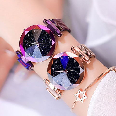 Luxury ladies watch magnet stainless steel mesh