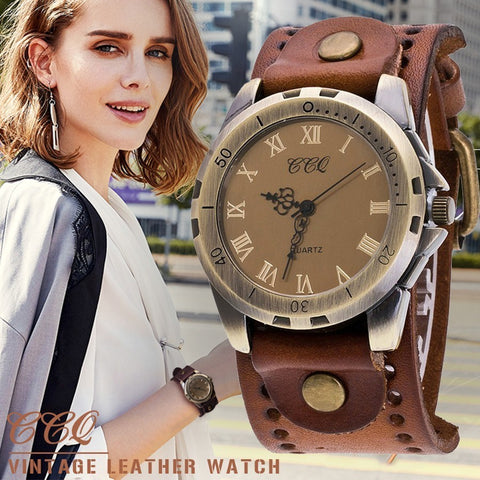 CCQ Brand Vintage Cow Leather Bracelet Men Women