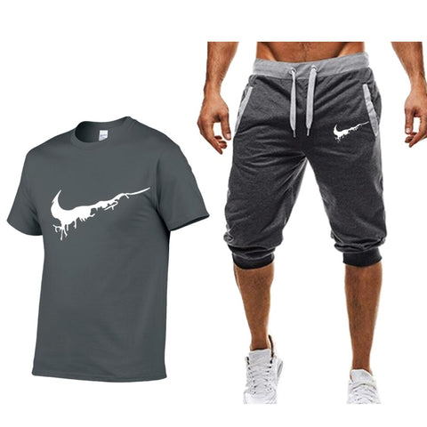 Summer Men's Sets T Shirts+shorts men Brand clothing Two
